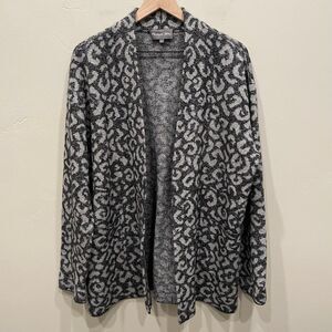 Michael Stars Classic Leopard Print Cardigan Sweater - Size: Large